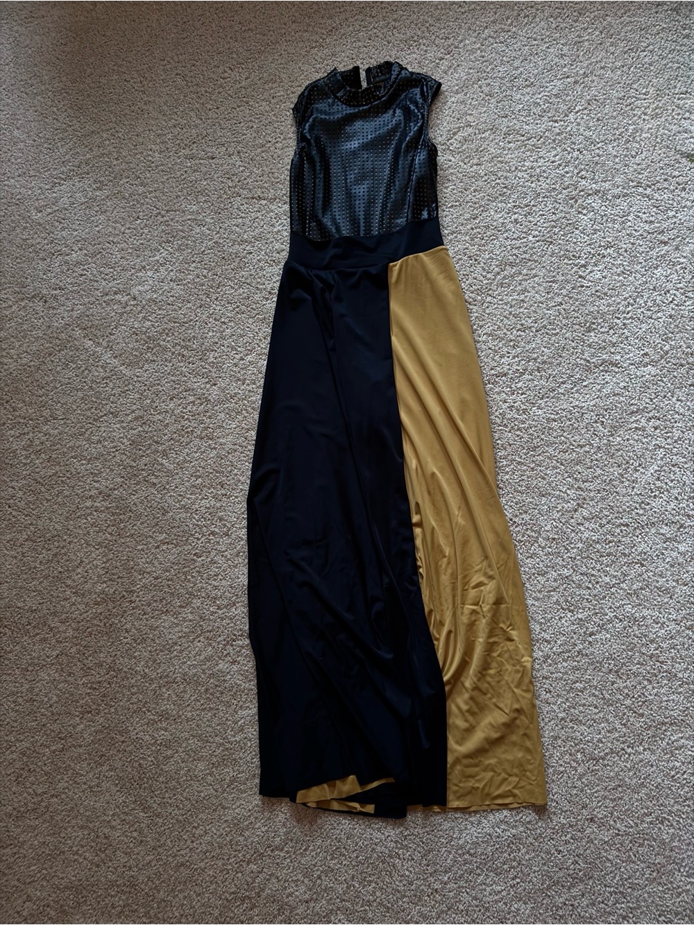 Black and Mustard Colorblock Sleeveless Dance Costume